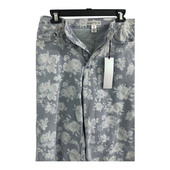 Madden Girl‎ blue white floral ultra 90’s straight cut jeans size 9 brand new - Picture 8 of 13